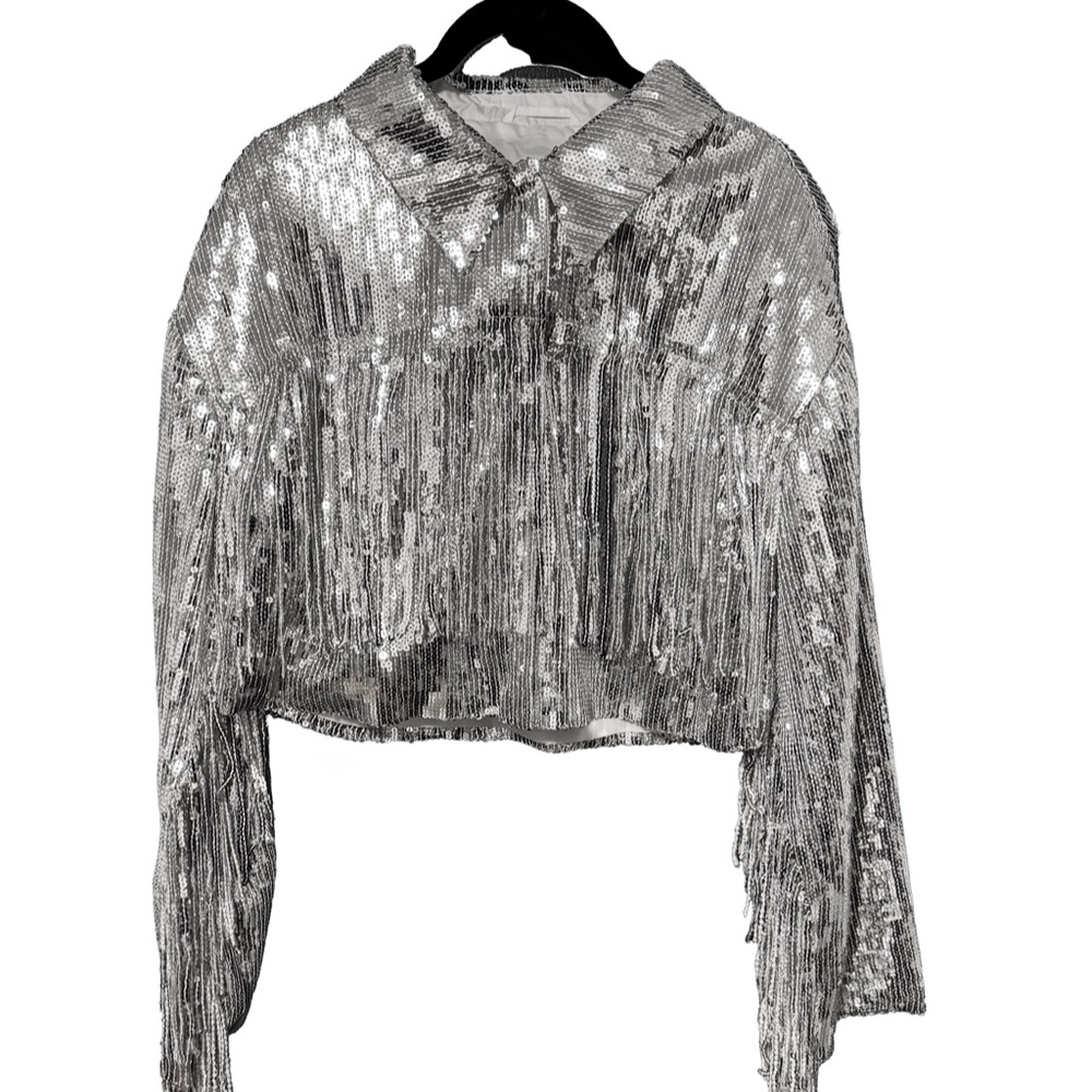 ASOS Cropped Sequin Shirt Jacket Size 6